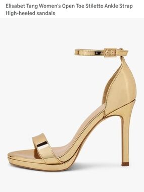 Elisabet Tang Gold Metallic Ankle-Strap Stiletto Sandals